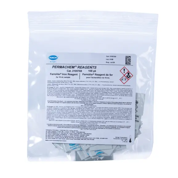 HACH 2105769 FerroVer Iron Reagent Powder Pillow 10 mL isi 100 Test