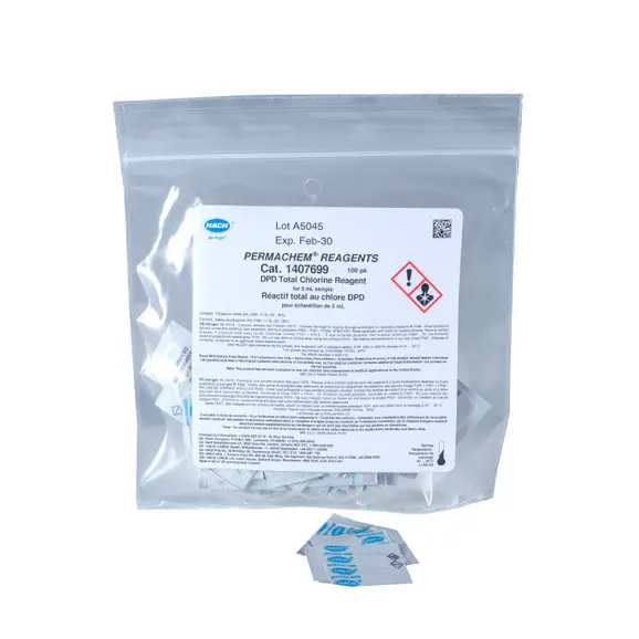 HACH 1407699 DPD Total Chlorine Reagent Powder Pillow 5 mL isi 100 Test